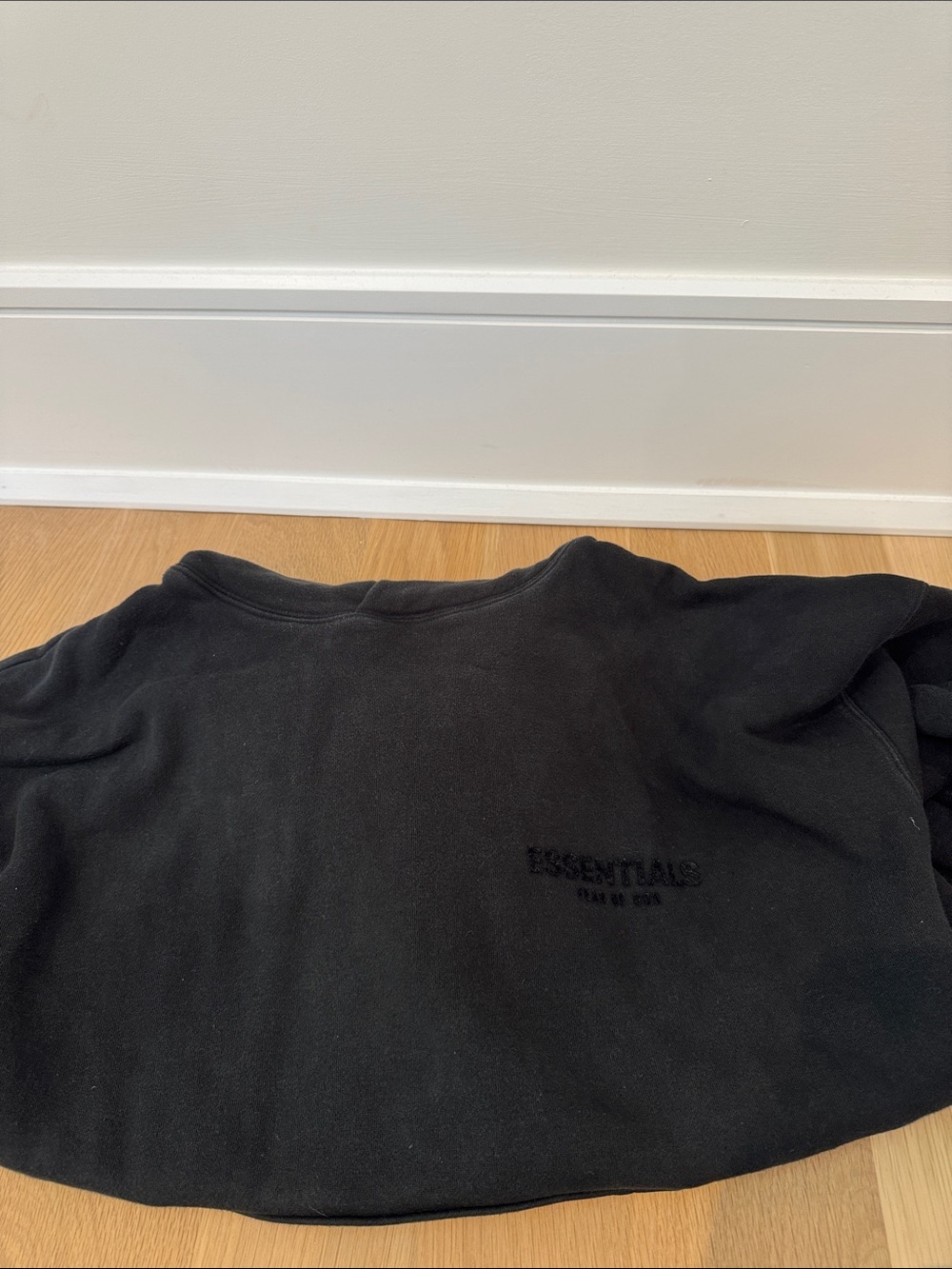 Essentials Men’s Black Crewneck Sweatshirt with Subtle Logo